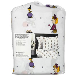Berkshire Peanuts - Juego de sábanas diseño de otoño y Halloween (blanco, personajes en disfraces de Halloween, individual)