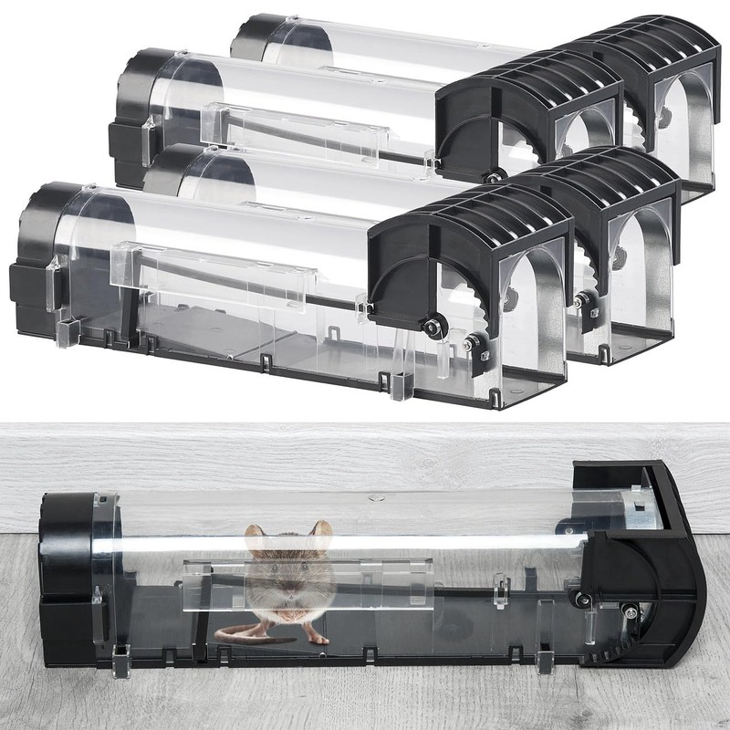 Exbuster Traps: Set of 4 animal-friendly live mouse traps, removable