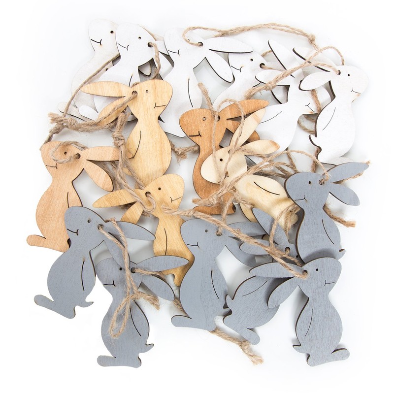 Logbuch-Verlag 18 Easter Wooden Bunnies Easter Bunny Pendant Wooden Decoration