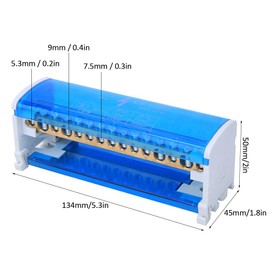 215 Terminal Block Distribution Box, 2 Level Junction Box Single Phase with Transparent Cover,5.3 x 1.8 x 2in Wiring Terminal Block 125A Din Rail Distribution Box