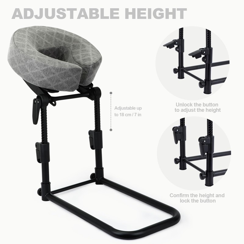 Massage Headrest for Bed with 2 Replaceable Pillow Covers &