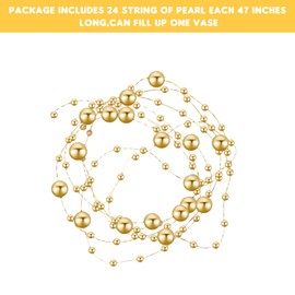 Dimeho 24 Pcs Artificial Pearl String Christmas Tree Beads Garland Decoration Floating Candle Faux Pearls Beads String Pearl Party Garland Decoration Strands String Chain Beaded DIY Supplies