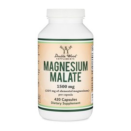 Double Wood Supplements - Cápsulas de malato de magnesio (420 unidades) - 1.500 mg por porción (magnesio unido al ácido málico), probadas por terceros