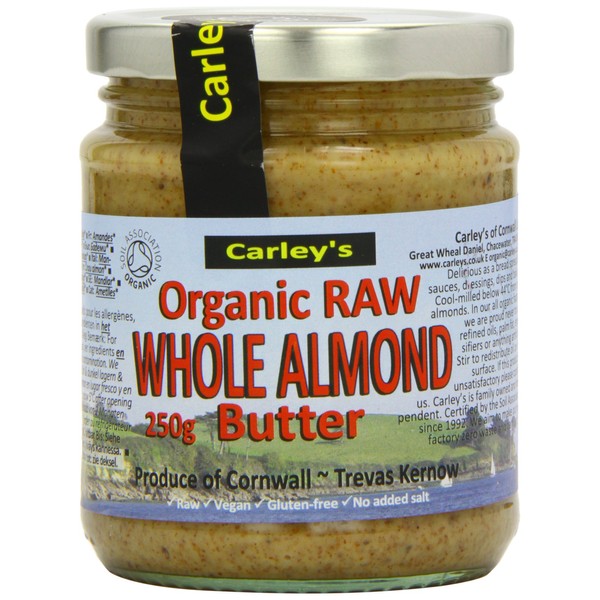 CARLEY'S Organic Raw Almond Butter - Vegan 250g (PACK OF 1)
