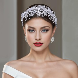 HNCCX Rhinestones Bridal Headband Handmade Silver Crystal Wedding Headpieces for Brides Hair Pieces for Bridesmaid