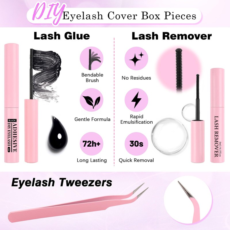 Parriparri Cluster Lashes Kit 4 Styles Individual Eyelashes with Eyelash