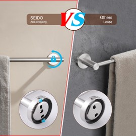 SEIDO Anti-Dropping Towel Bar with 9.6" Usable Length, Stainless Steel Hand Towel Holder for Bathroom Wall, Double Locking Design Towel bar for Bathroom, Polished Chrome, 12 inch, 2pc