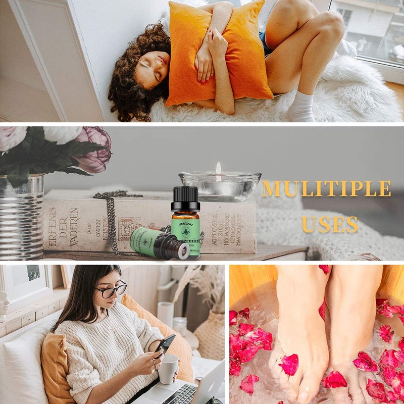 yethious 2 Pack Lavender Peppermint Essential Oil Set Organic 100%