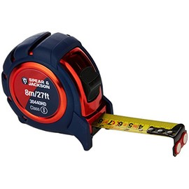 Spear & Jackson 30440HD Heavy Duty Soft Feel Measuring Tape 8m, Red/Blue