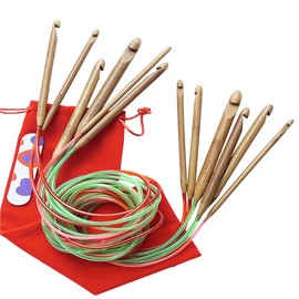 KnitPal 47-inch (120 cm) Circular Crochet Hooks Double Ended Tunisian Crochet Hooks Set with Cable for Afghan Crocheting in The Round - 6 US Sizes: J/6mm, K/6.5mm, L/8mm, M/9mm, N/10mm, O/12mm