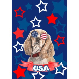 Cocker Spaniel Buff - Best of Breed HHS Patriotic House Flag