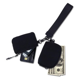 Stylish Dual Pouch Wristlet Wallet with Detachable Coin Purse and Keychain - Compact and Portable Mini Wallet for Women