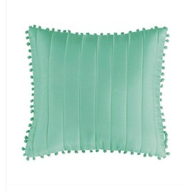 Beautiful 3PCs Quilted Printed Patchwork Modern Bedspread Comforter Throw Set With 2-Pillow Shams (Green (Pom-Pom), Filled Cushion 17" x 17")