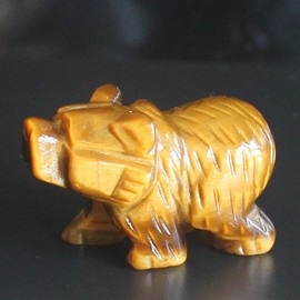 1.5'' Hand Carved Mixed Gemstone Crystal Bear Figurine Animal Carving (Golden Tiger Eye)