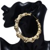 2 Pairs Large Bamboo Hoop Earrings Set Gold Plated Exaggerated