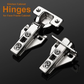 Probrico 1 Pair（2 Pack） Kitchen Cabinet Hinges for Face Frame Cabinet, Concealed Cabinet Hinges Brushed Satin Nickel with Mounting Screws