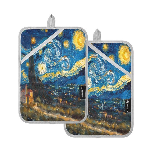 JUMBEAR Van Gogh Style Starry Sky Diagram Pot Holder Set