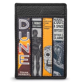 Yoshi Sci-Fi Bookworm Compact Card Holder with RFID Blocking, Genuine Leather, Slim Wallet, Minimalist Design