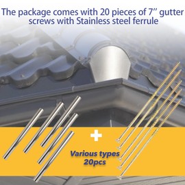 20 Pack Gutter Screw 3304719PK 7-Inch with Stainless Steel Ferrule Durable Gutter Nails and Spikes Easy-to-Install Secure Gutter Fasteners for Renovation and Maintenance of gutters