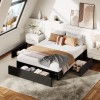 Queen Size Bed Frame w/ Storage Drawers ,Fabric Upholstered Platform
