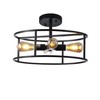 Chloe Lighting Ryker Farmhouse Matt Black 4 Light Drum Ceiling