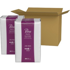 Poise Incontinence Pads for Women, Moderate Absorbency, Long, 108 Count (2 Packs of 54) (Packaging May Vary)