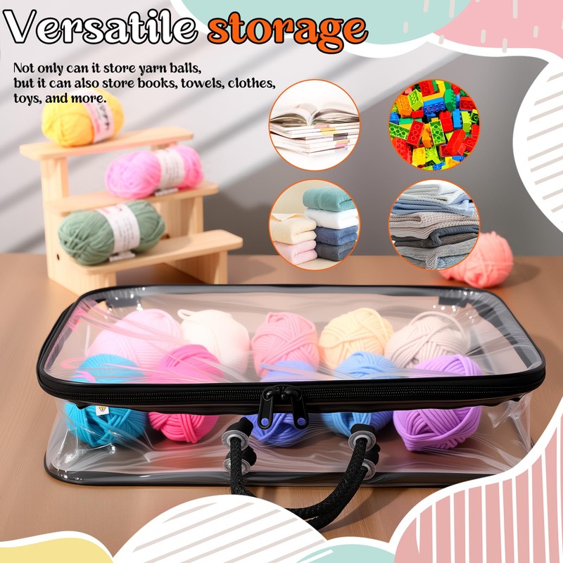 Shinylin 10 Pack Clear Yarn Storage Bags Bulk, 12 x