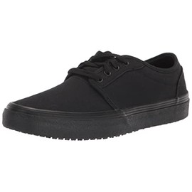 Shoes for Crews Merlin, Men's, Women's, Unisex Slip Resistant Canvas Work Shoes, Water Resistant, Black, Men's 5 / Women's 6.5