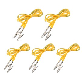 sourcing map ESD Grounding Cable Cord with Alligator Clip 180cm/70.87 Inch Long,Anti-Static Ground Wire Cable Clip for Eliminate Conductor Electrostatic, Pack of 5(Yellow,Green)
