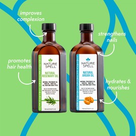 Nature Spell Hair Growth Duo with Rosemary & Argan Oils, Pre-Diluted Oil Set to Strengthen Hair and Nourish the Scalp, For All Hair Types, Vegan, Pack of 2, 150ml Each