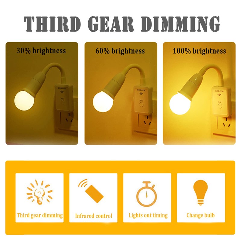 HTRUIYATY E27 Socket Lamp with Switch Intelligent Remote Control Plug