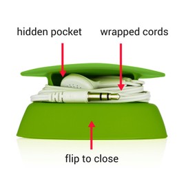 Budley - Funda para auriculares sin enredos, sistema de almacenamiento compacto, silicona (lima, 1 unidad)