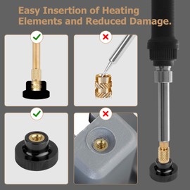 Kigniote Heat-set Insert Tips Soldering Iron Tips Heat Set Insert Tool Brass Soldering Iron Melting Aid Tips for Threaded Inserts M2 M2.5 M3 M4 M5 M6 M8 Compatible with T18 ST 900M FX888D FX600 WLC100