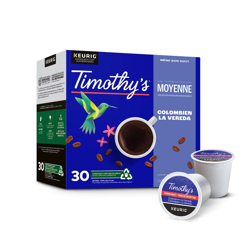 Timothy's Colombian La Vereda K-Cup Coffee Pods, 30 Count For