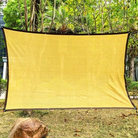 Jsasezr 90% Garden Shade Cloth for Plants,Mesh Netting with Grommets,Sun Shades for Outdoor Patio,6.5'X6.5' Yellow Net Shading for Patio Lawn Flowers Outdoor Pergola