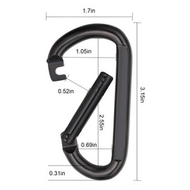 OWAYOTO Black Spring Snap Hook Carabiner Clip Heavy Duty 3 Inch D Shape Steel Clip Link Buckle M8x80mm 4pcs