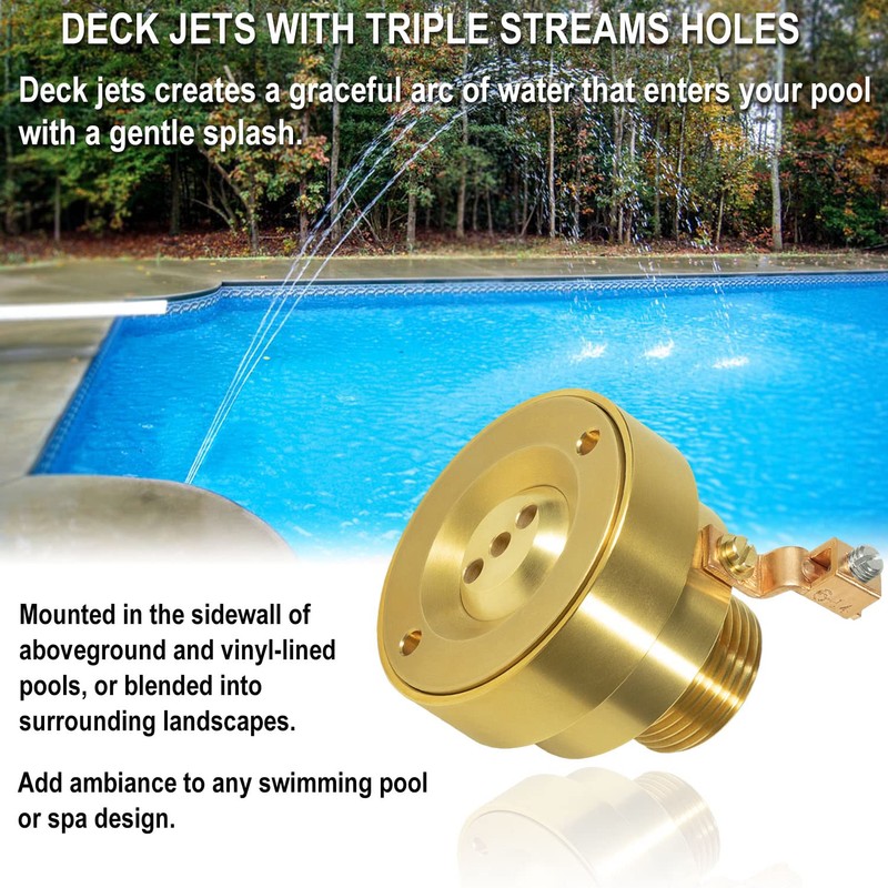 Hihitomorrow 3 Hole Pool Brass Deck Jet Nozzle with Ground