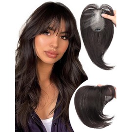 ORSUNCER Hair Toppers for Women 360° Cover Clip in Bangs Hair Topper for Thinning Hair Gray Hiar Natural Fullness Synthetic Fake Bangs Daily Wear