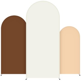SmoothNovelty Set of 3 Wedding Arch Cover 4ft/5ft /6ft Spandex Fitted Wedding Arch Stand Covers 2 Sided Round Top Backdrop for Birthday Party Baby Shower Ceremony Banquet(Beige, Brown, White)