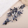 Teyglen Ink Blue Rhinestone Wedding Hair Comb Simple Rhinestone Pearl