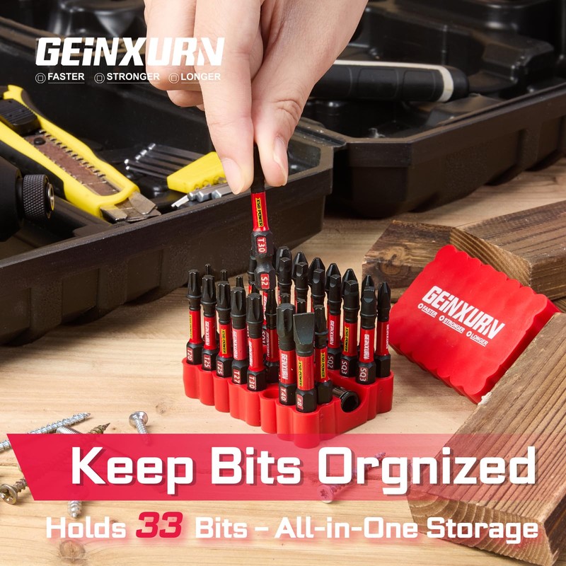 Geinxurn Impact Screwdriver Bits Set, 33 Pieces 2”Multi Head Magnetic
