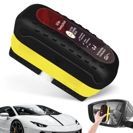 NONENDU Automotive Oil Film Cleaning Brush, Car Glass Oil Film Cleaner, Anti-Rain Fog Car Glass Cleaner, Car Windshield Cleaner for Improved Clarity and Visibility (Black, Pack of 1)