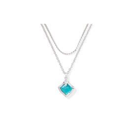 Kendra Scott Womens Joelle Multi Strand Necklace Silver Bright Aqua Illusion One Size