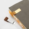 PATIKIL Pen Loop for Notebook, Brass Book Clip with Leather