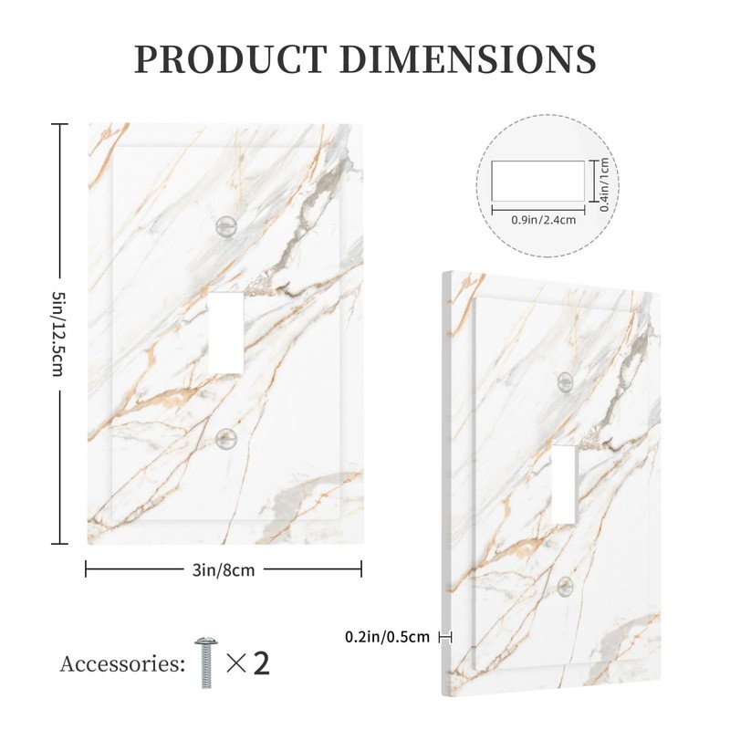 Lhdlnn White Gold Marble Light Switch Cover Decorative 1 Gang