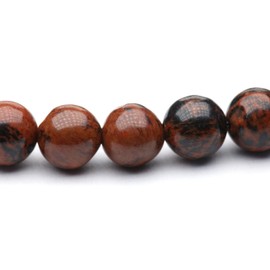 Echtes Mahagoni-Obsidian Edelstein Armband mit 6mm Perlen - verschiedene Längen - Heilstein Schutzstein Talisman Glücksbringer Geschenk (Mahagoni, 16CM)