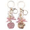 2Pcs Keychain Pendant Pearl DiamondStudded Fruit Shape Key Ring Girl