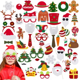 Pack of 48 Christmas Photo Props Photo Booth Photo Box Accessories Christmas Decoration Party Glasses Christmas Party Decoration Selfie Accessories