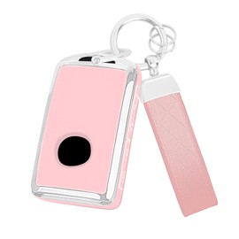 FT FUNTOR for Mazda Key Fob Cover,Compatible with Mazda 3/6/3 Hatchback/CX-5/CX-6/CX-9/CX30/CX-50/CX-70/CX-90,4 Buttons TPU Key Cover with Silver Edge (A-Pink)