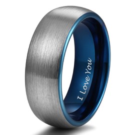 TRUMIUM 8mm Tungsten Ring I Love You for Men Women Couple Wedding Band Comfort Fit Size 14.5